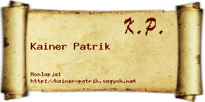 Kainer Patrik névjegykártya